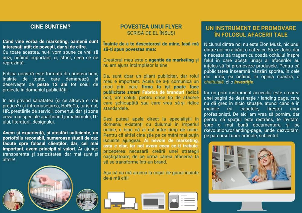 instrument de promovare afacere landing page